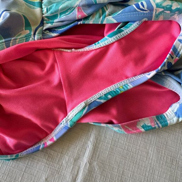 Lilly Pulitzer Blue Celestial Seas Ruched 1 Piece Swimsuit Size 8 Pink Green - Picture 10 of 10